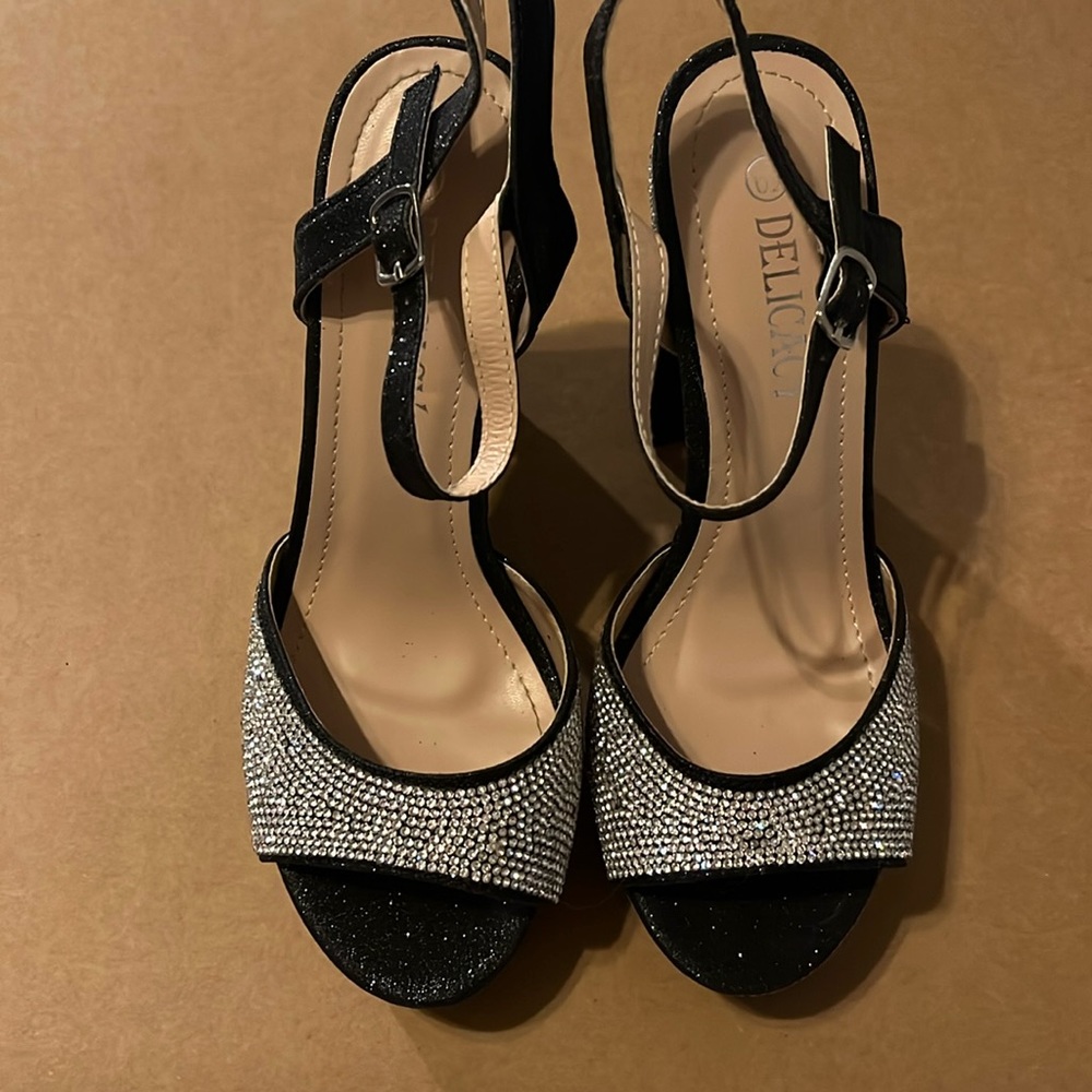 Size 6.5 rhinestone black heals